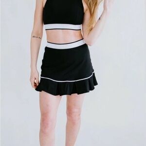 Mono B Black and White Ruffle Mini Tennis Skirt